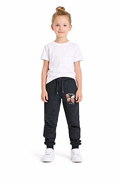 Eşofmancım Girl's Transitional Sweatpants Butterfly Printed