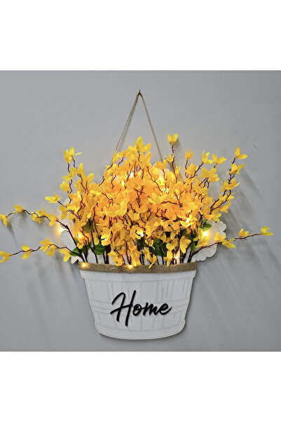 STDEKOR Door and Wall Decoration with Led Lights and Yellow Sakura Flowers