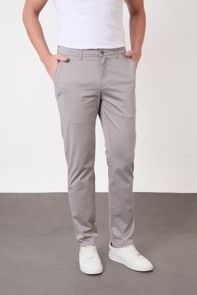 BROCARD Men's Regular Fit Wide Cut Lycra Cotton Stretchable Gray Chino Canvas Trousers