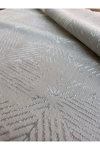 ANUTYA HOME Krem Açık Gri Kadife Bambu Parlak Özel Kesme Kaymaz Salon Oturma ...