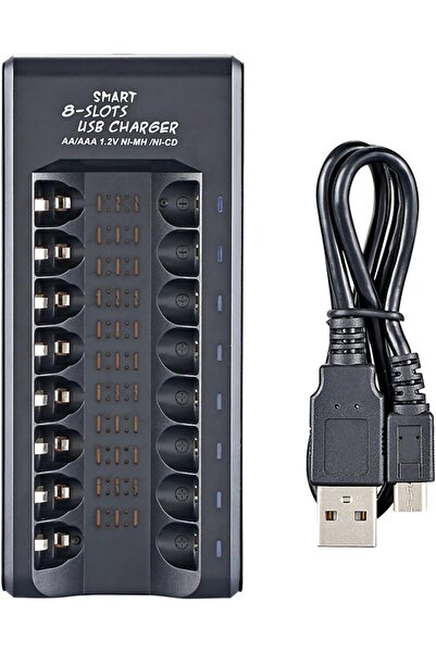 EACAM Smart Battery Charger with 8 Slots for Ni-MH AA AAA Rechargeable Batteries 1.2V by Eacam, Black