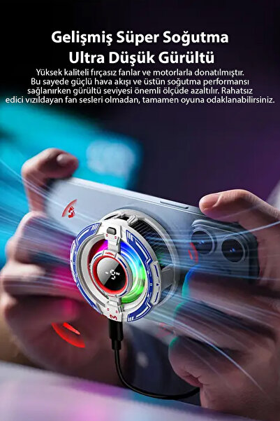Memo CX16 iOS Android Soğutucu 15W Manyetik RGB Telefon Soğutucu –Anında Hızlı Soğutma,Sessiz Fan Soğutma