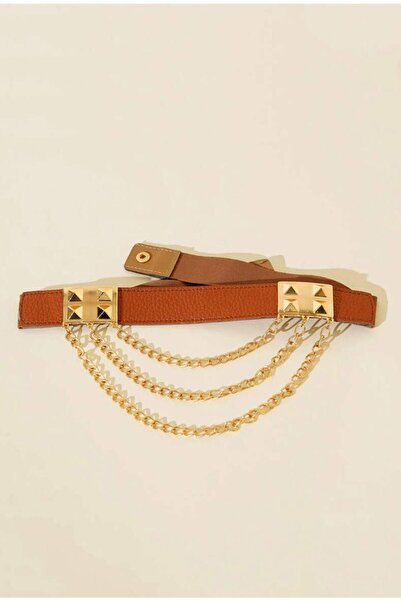 MODAM HİFA Chain Detailed Women's Belt Dress Belt Shirt Belt Waist Belt Elastic Belt