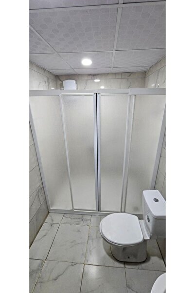 Emirdus Kare düz beyaz profil mika cam duşakabin