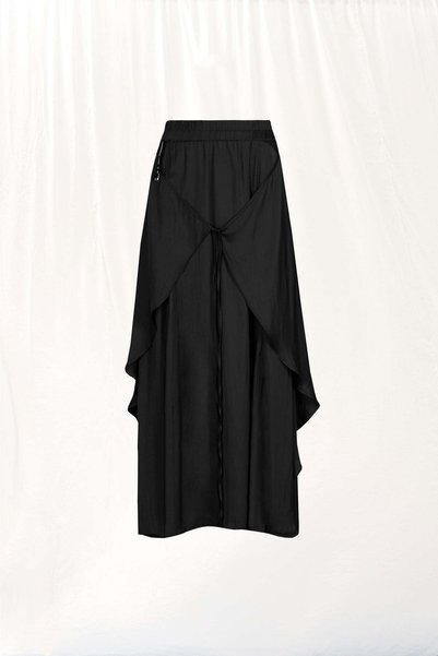 #vdr viadellerose Black Satin Midi Skirt 17285