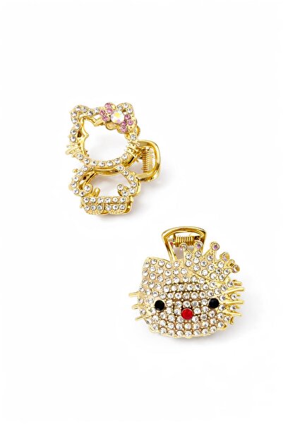 New Obsessions Crystal Stone Hair Clip with Kitty and Teddy Figures, 2 Pieces