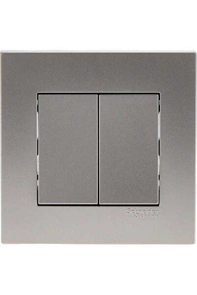 Schneider Electric KB32R_1_AS Vivace Silver - 1-way plate switch 2 gang - 16AX - Silver