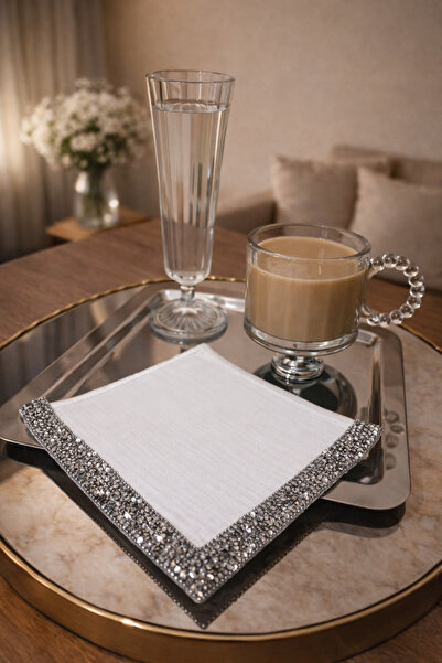 Duygus home Antrasit Şeritli Kahve sunum pecetesi