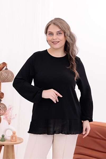 Siyezen Plus Size Skirts Pleated Stylish Blouse