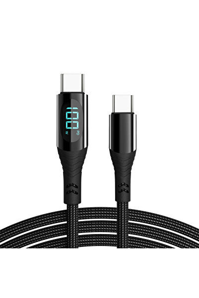 Alan Tech Type C to Type c 100W Led Ekranlı Hızlı Şarj ve Veri Kablosu 1.2 me...
