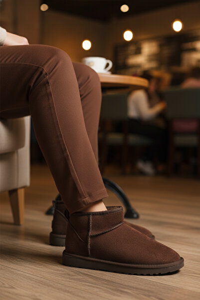 WALKWAY Γυναικείες μπότες Ayakmod U-19 με γούνα, ανθεκτικές στο κρύο, καφέ χρώμα