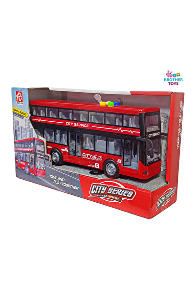 Brother Toys حافلة سياحية ذات طابقين مع أبواب أمامية ووسطى قابلة للفتح، مع أض...