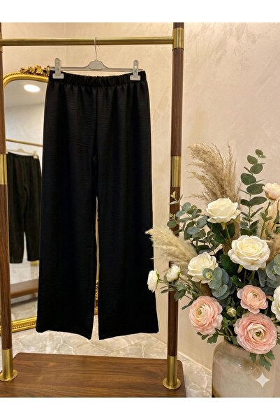 kaes giyim KADIN BÜYÜK BEDEN RAHAT KALIP KETEN PANTOLON CEPSİZ BELİ LASTİKLİ