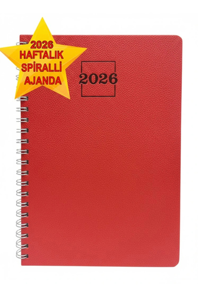 Jet Online 2026 Spiralli 20x28 Haftalık Çizgili Ajanda Thermo Deri KIRMIZI Renk