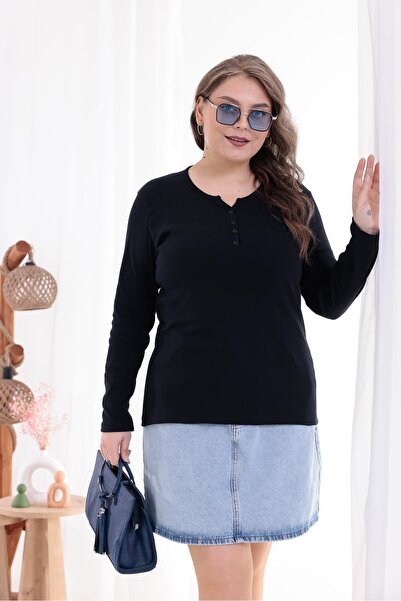 Siyezen Plus Size Cotton Stretch Fabric Basic Blouse