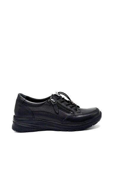 KİNDEP Side Zipper Detailed Genuine Leather Poly Haif Sole Comfort Women's Sh...