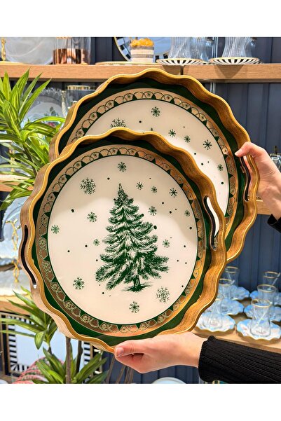 Onedekor 2li Winter Leaf Lüks Tepsi