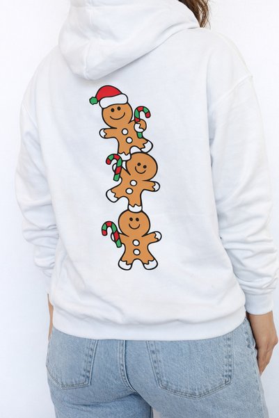 HediyemStil New Year Cookies Printed White Unisex Hoodie Oversized Sweatshirt