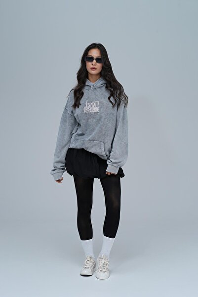 Breathe & Live Oversize Sweatshirt Kadın Füme