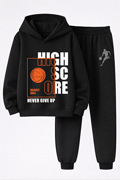 MAGORS طقم ملابس رياضية للأطفال مكون من سترة وبنطلون رياضي بتصميم كرة السلة م...