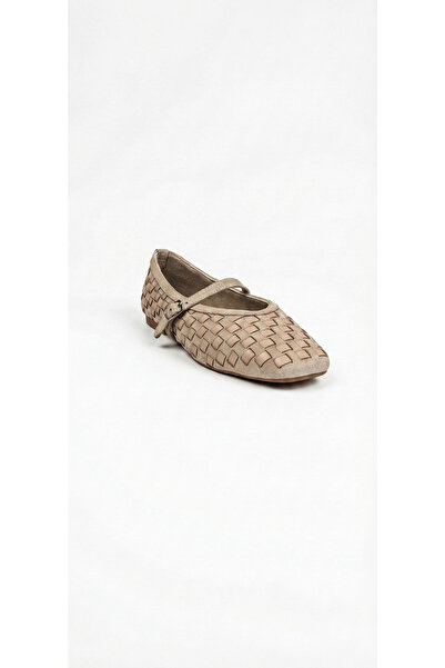 Ustalar Ayakkabı Çanta Beige Suede Women's Ballerinas 319.027-2200