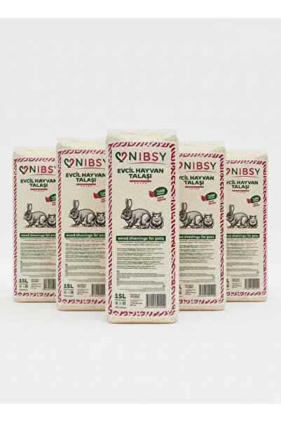 Nibsy Tavşan Hamster Ginepig Ve Kemirgen Tozsuz Çam Talaşı 5 Adet 15lt Sıkıştırılmış Paket