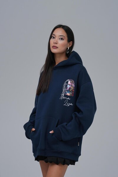 SAW Urbanity Mona Lisa Shooting Star Oversize Sweatshirt Kadın İndigo