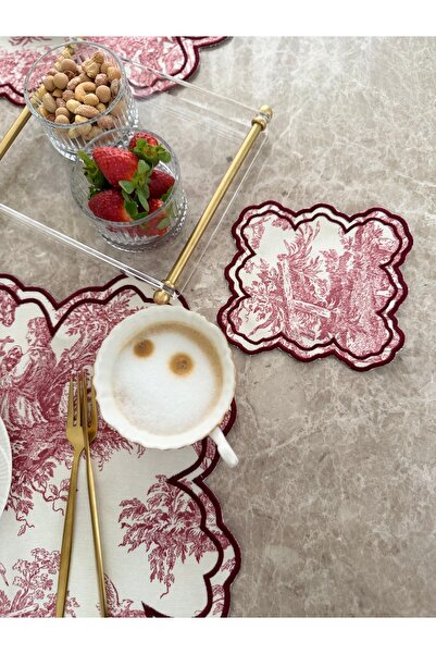 Home Bordo Fransız Desen Kokteyl Peçetesi 2 Adet