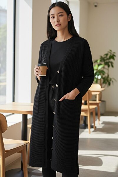 DLC Tekstil Long Length Woolen Cotton Cardigan
