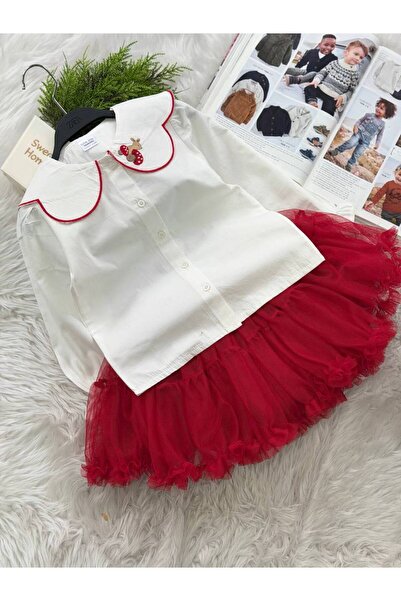 sobekidstore Girl Child Shirt Tutu Skirt Set Cotton Shirt Lined Tutu