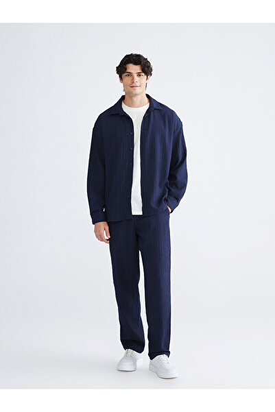 LC Waikiki Pantaloni pentru bărbați, albastru marin, confortabili, texturat