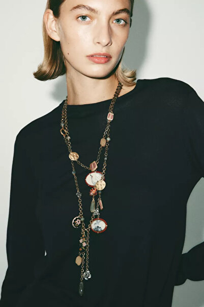 SF ACCESORİES Marka model ikili charmlı reçine kolye