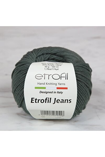 Etrofil JEANS 057 Koyu Yeşil Örgü ipi Yazlık Crop Elbise Amigurumi Motifli Pa...