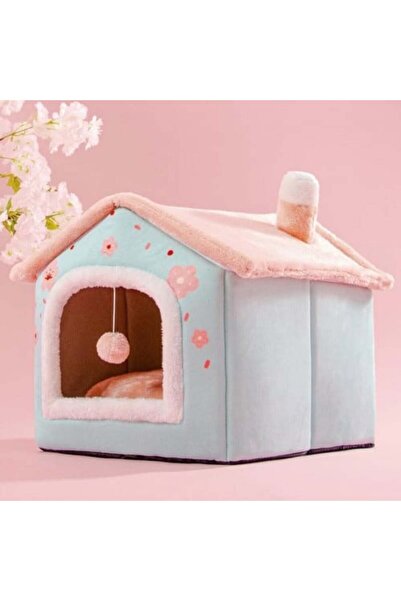 Genericc Cozy house for cats and puppies, pink and sky blue, small size 39*32*34 cm