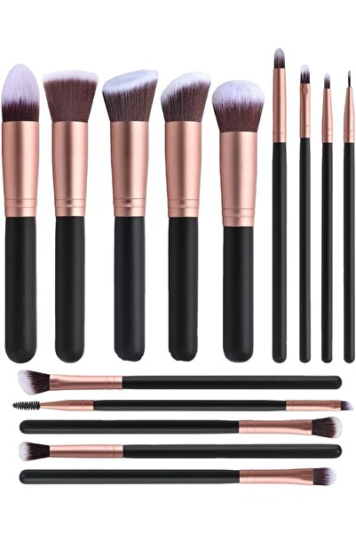 Mosh طقم فرش مكياج احترافي مكون من 14 قطعة باللون الذهبي الوردي