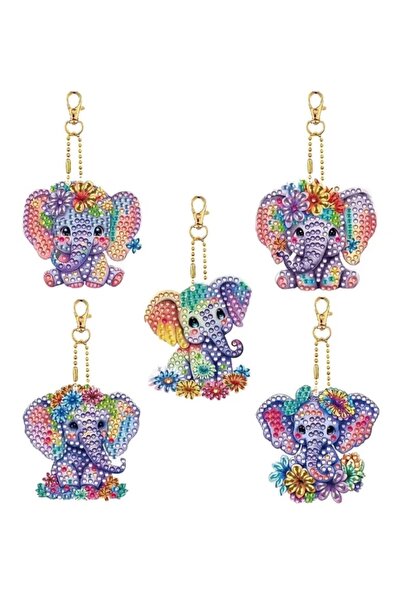 Element 5 d kendin yap anahtarlık 5 li Elmas mozaik boyama seti