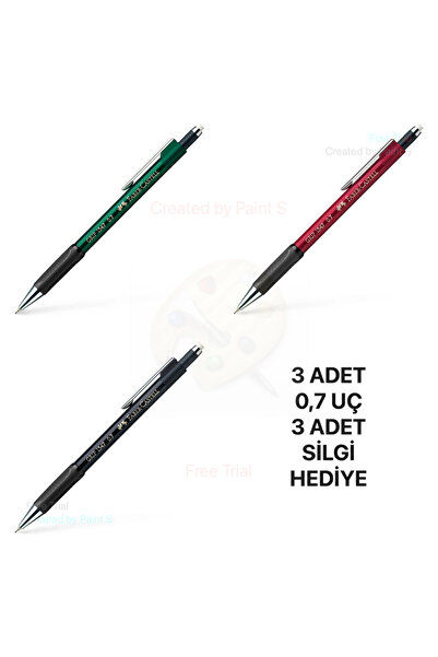 Faber Castell 1347 Versatil Uçlu Kalem 0.7 BORDO SİYAH ve KOYU YEŞİL 3'LÜ Set...