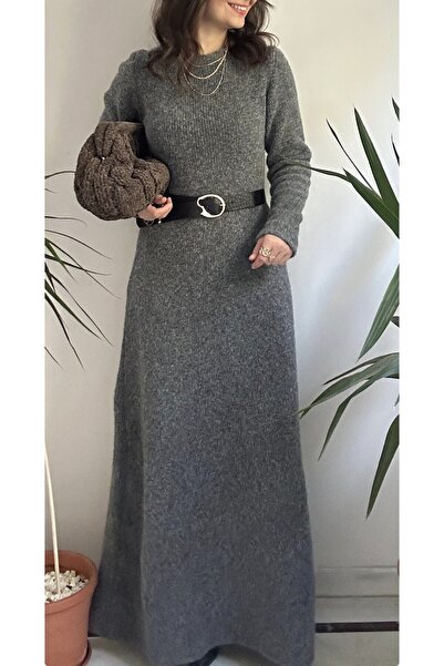 LaSorella Butik KADIN GRİ MAXİ ELBİSE