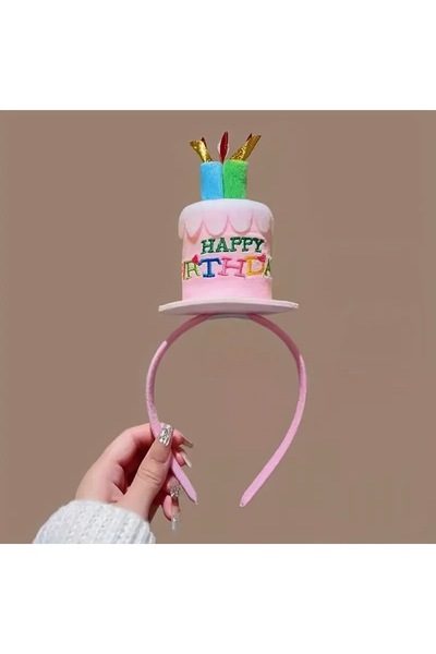 LİLİBETH BİJOU Happy Birthday Pasta Figürlü Renkli Doğum Günü Tacı