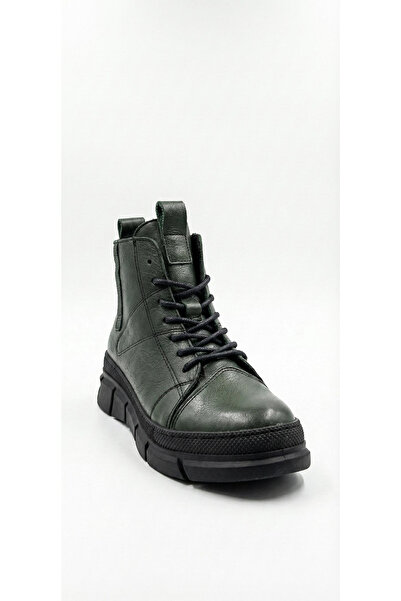 Ustalar Ayakkabı Çanta Green Women's Genuine Leather Boots 215.1302