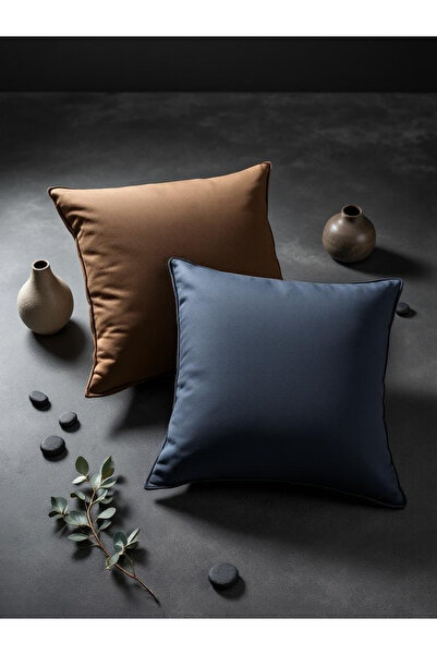 JACA 2-Piece Square Linen Fabric Solid Color Throw Pillow Cover (2 Pieces)