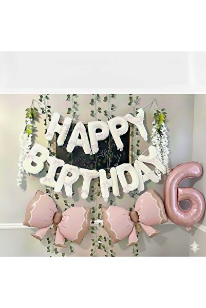 ÇITIPITISTORE Beyaz happy bırthday fiyonklu folyo doğum günü yaş parti set
