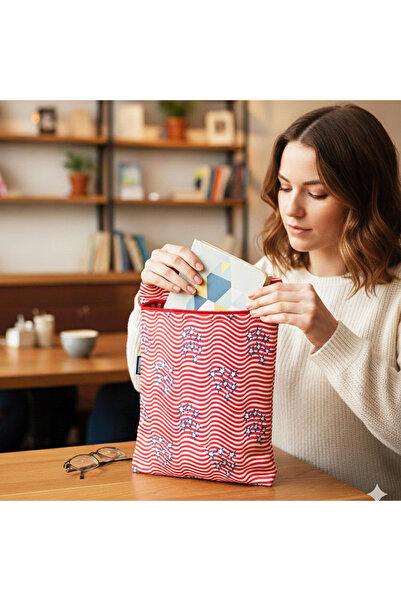 woodycord Handmade Striped and Star Patterned Book Tablet Case (21X27 cm)