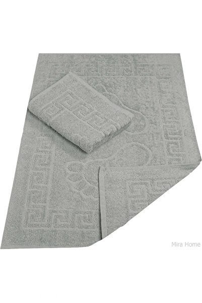 Mira Home 2 Pack Bath Foot Towel 100% Cotton 50X70 cm Menesch Gray