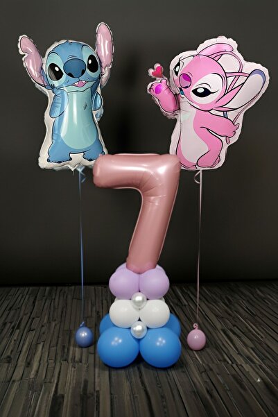 PARTİAVM بالونات عيد ميلاد ليلو وستيتش للأطفال بعمر 7 سنوات، بالونات على شكل ...