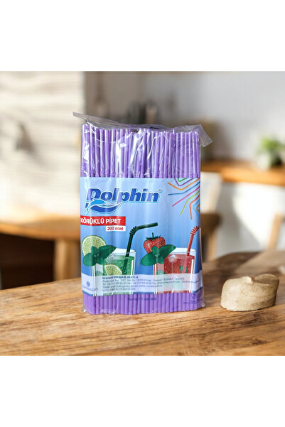 Dolphin Thin, Long, Bellows-Shaped, Colored, Purple Straws in a Pack of 200