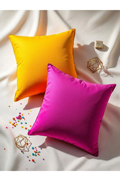 JACA 2-Piece Square Linen Fabric Solid Color Throw Pillow Cover (2 Pieces)