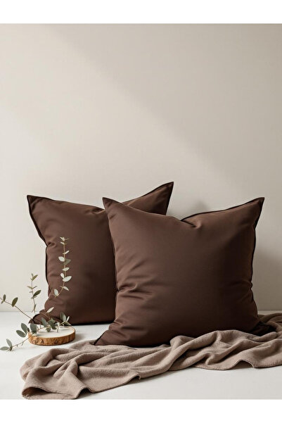 JACA 2-Piece Square Linen Fabric Solid Color Throw Pillow Cover (2 Pieces)