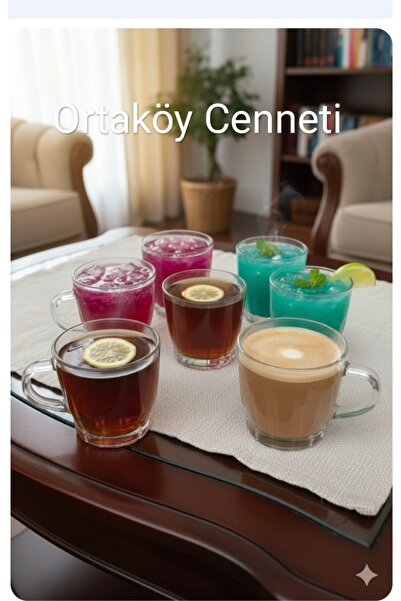 ORTAKÖYCENNETİ 6 ad Cam çay ve sıcak içecek kupası 195 cc hacim 7 cm boy 7 cm...