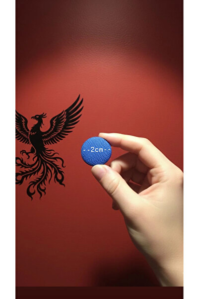 Zümrüdüanka Handmade Parlement mavisi kumaş kaplamalı kancalı metal düğme